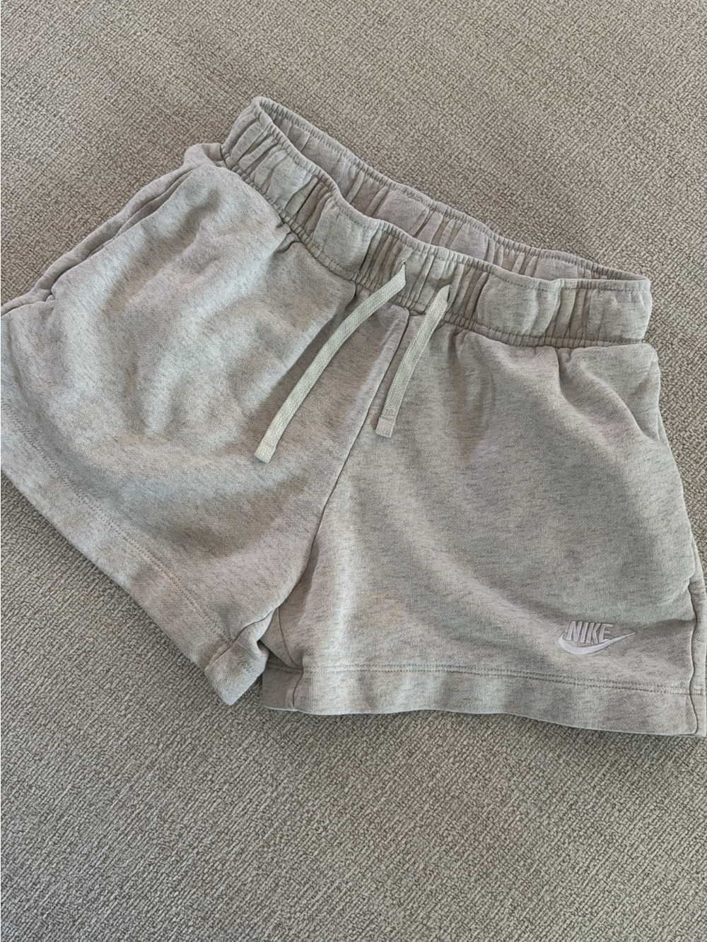 Nike Women's Light Grey Elastic Waist cotton Shorts